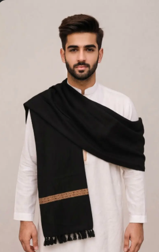 Men's Winter Wool Pashmina Shawl 2.5 Yards | Warm & Soft Traditional Winter Shawl for Men